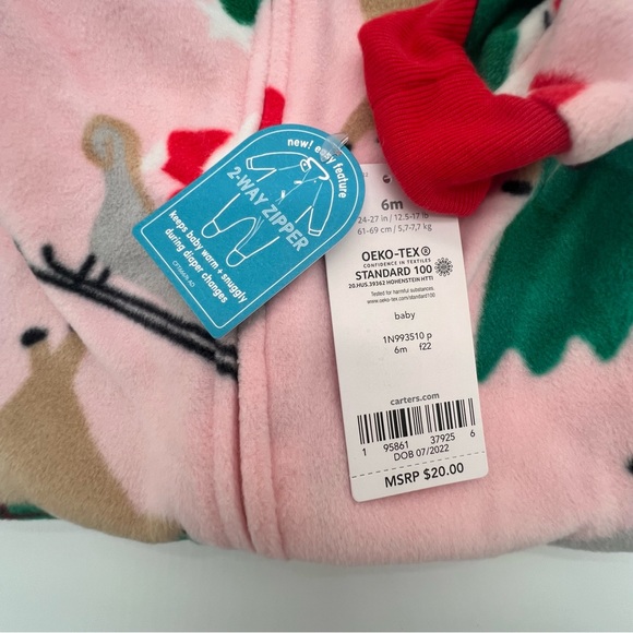 NWT 🥀 6 Month Baby Pink Christmas Onesie Sleeper - Picture 7 of 7